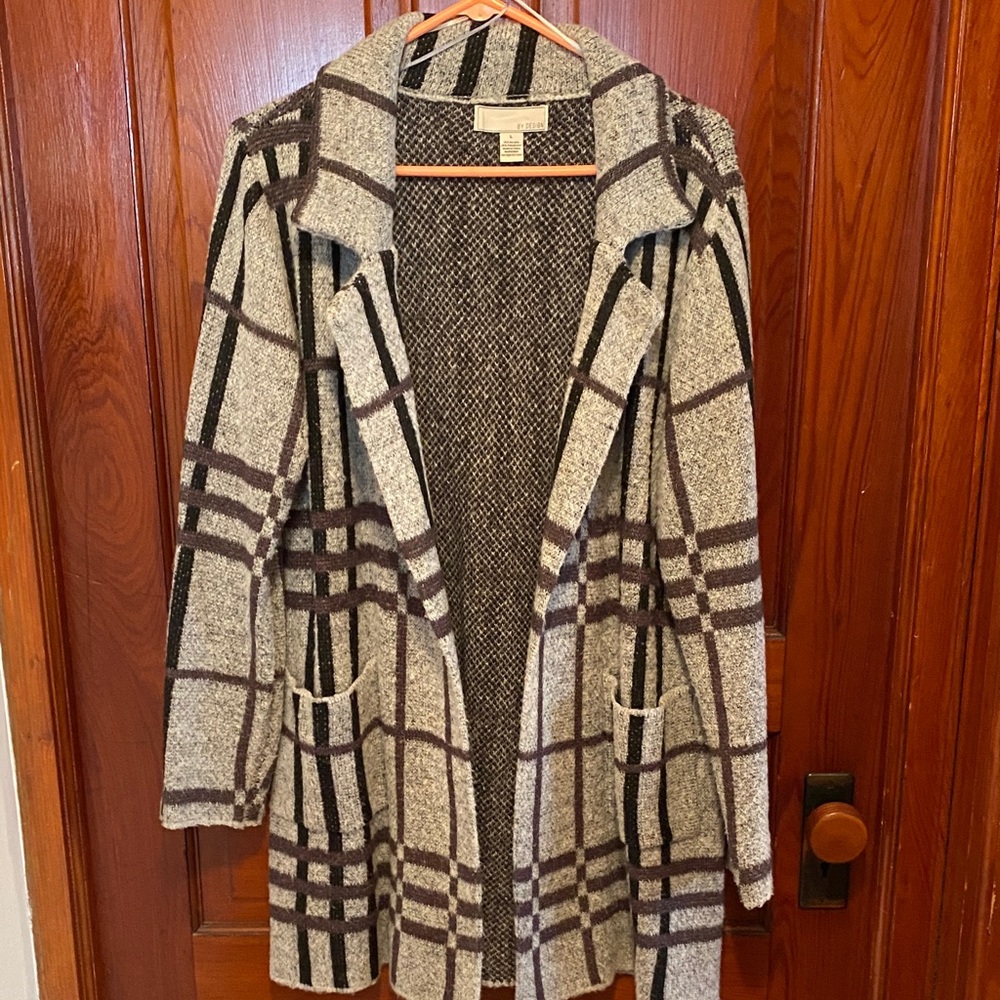 Chic Plaid Open Front Cardigan